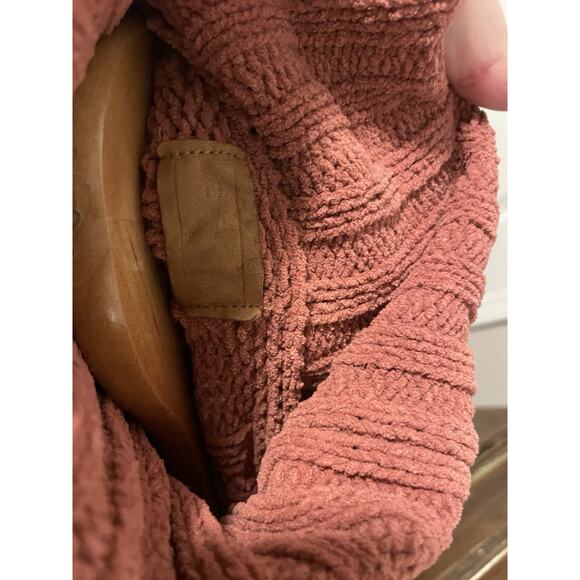 POL Chunky Cable Knit Cozy Cowl Neck Pullover Sweater Orange Boho Cropped Chic - Picture 7 of 7